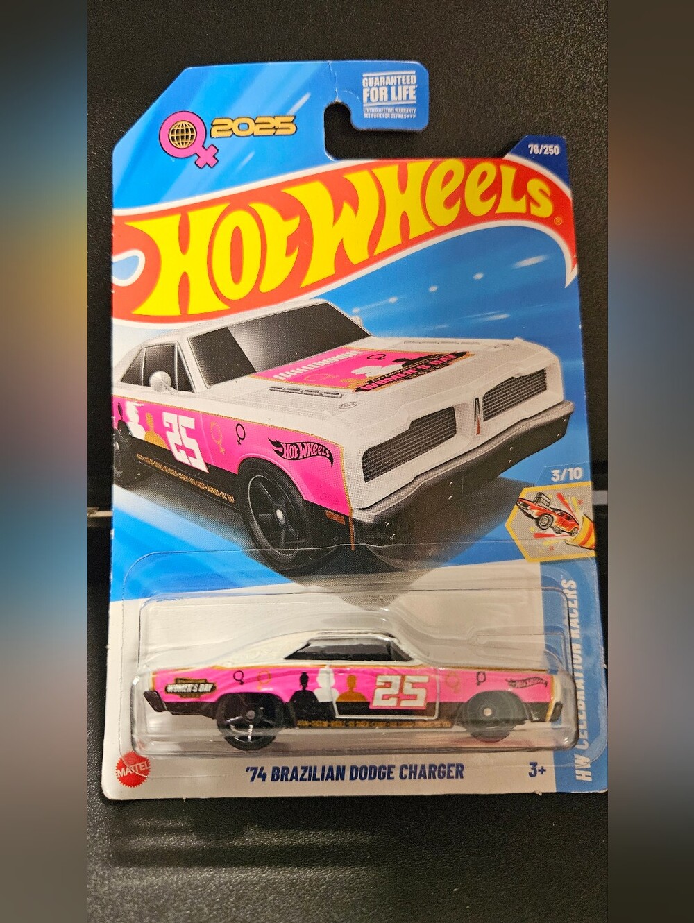 HW Pink and White 1974 Brazilian Dodge Charger Celebration Racers